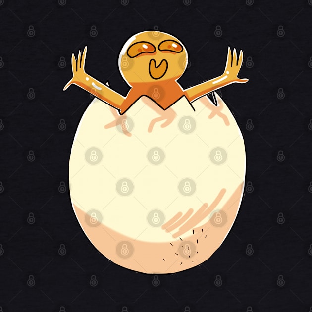 Alien Orange Cartoon Egg Hatch by Colored Stardust